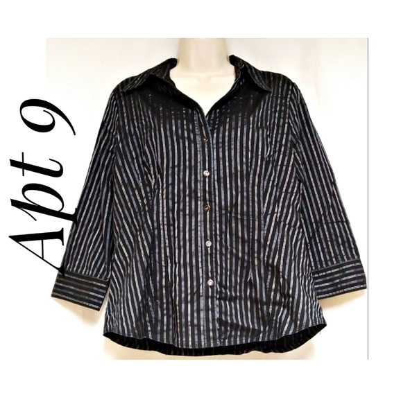 Woman's Apt 9 Long Sleeve Button Down Top Size PL